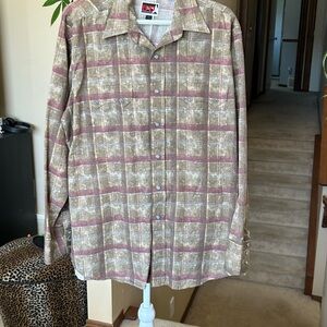 Paisley Patterned Cotton Snap button down Collared western Shirt